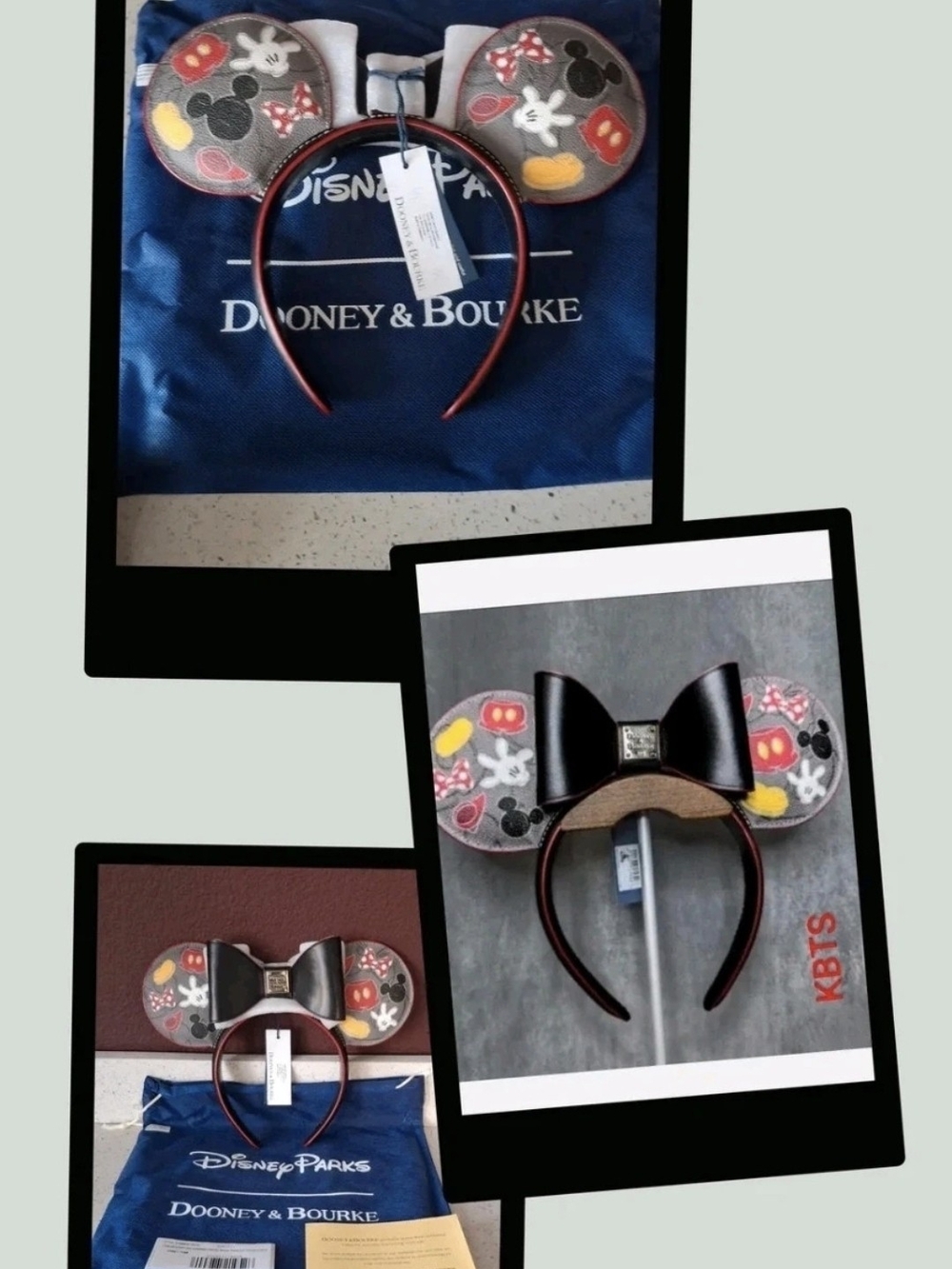 Dooney & Bourke Gray Mickey Icon Ear Headband with Black Bow